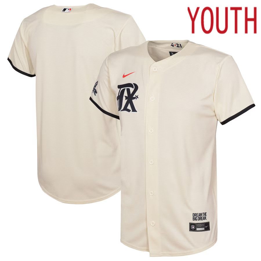Youth Texas Rangers Nike Cream 2023 City Connect Replica MLB Jersey->customized mlb jersey->Custom Jersey